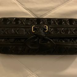 NWT! Isabella Fiore Black Leather Clutch (vintage!)