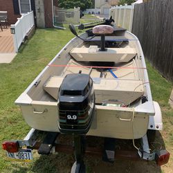 12 Foot Boat Trailer And 9.9 Hp Motor And Trolling Motor