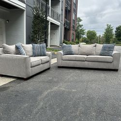 Gray Couch And Loveseat - Free Delivery 