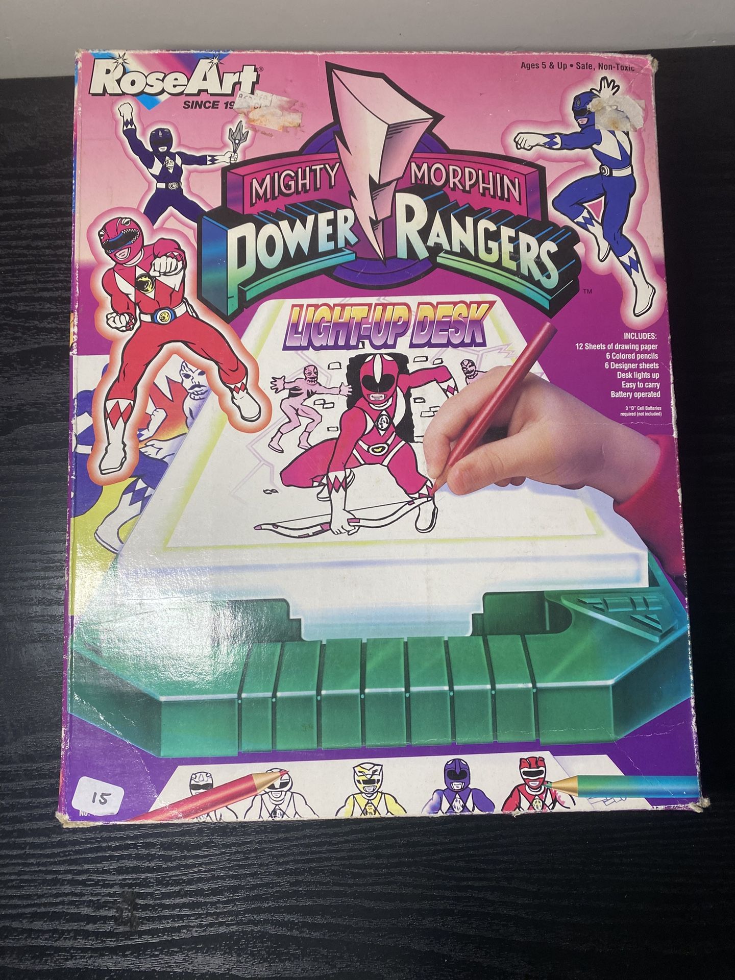 Vintage 1994 Mighty Morphin Power Rangers Bandai Light Up Drawing Desk *RARE*