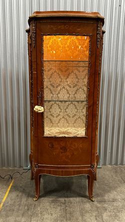 Rococo Revival Antique Curio Cabinet with KEY