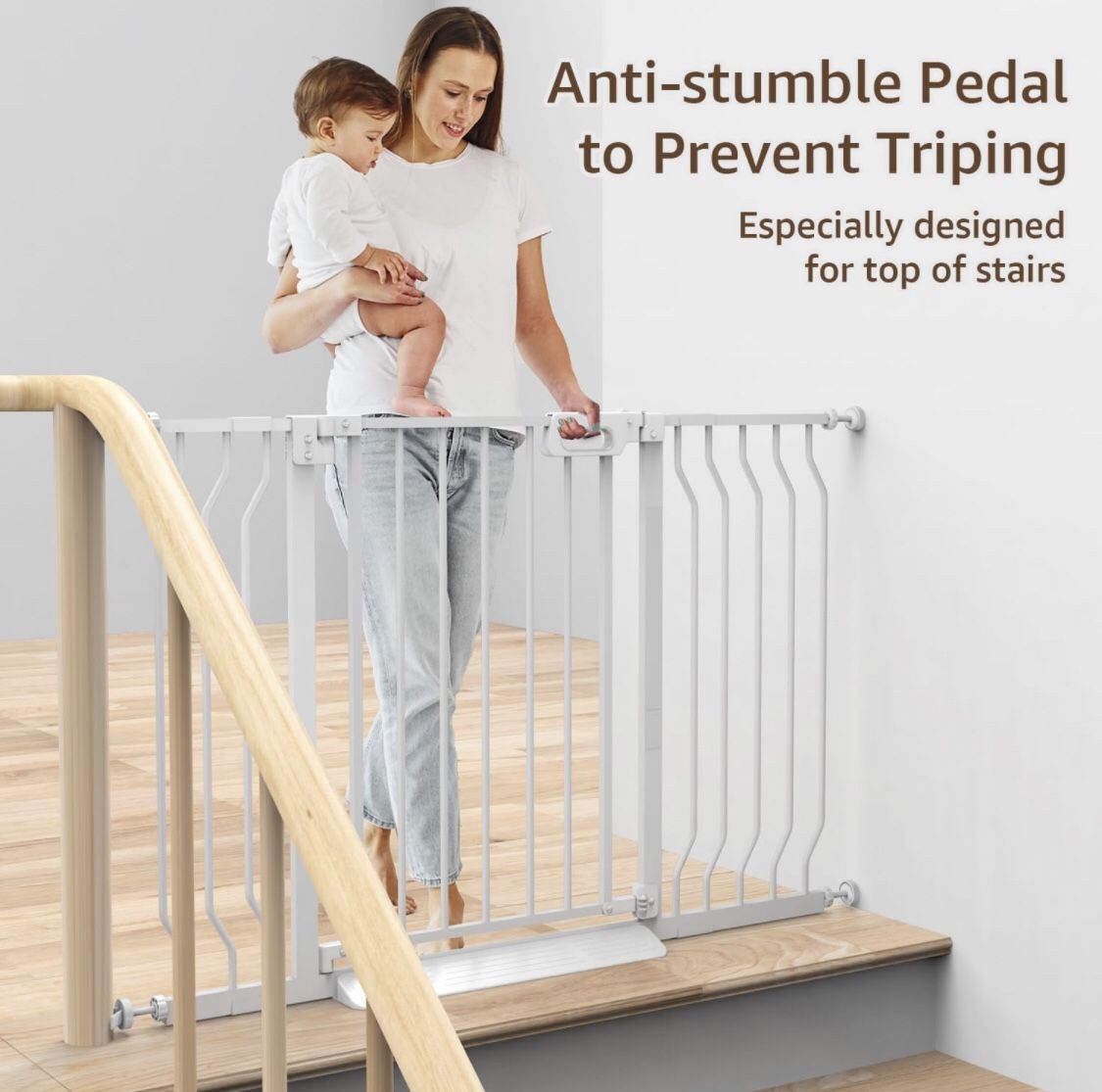 new = Gate for Stairs, 29.5"-48.4" Pressure Mounted Baby Gate