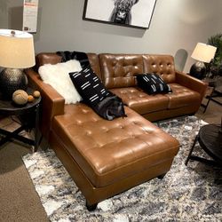 Brand New/ Brown Leather Laf-Raf Sectional, Seccional, Couch/ Delivery Available,  Financing Options 