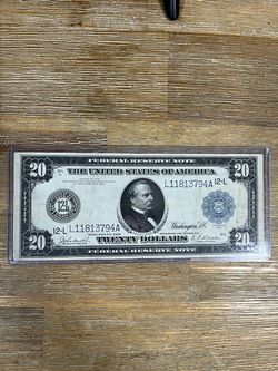 1914 $20 Federal Reserve Note Large Size Blue Seal