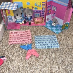 Tiny Tukkins Deluxe Playhouse Set with Mini Mouse Family-Play Set for Girls & Toddlers Includes Mom, Dad, and Baby Stuffed Animal Mouse- Made from Kid