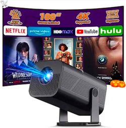 Mini Projector with WiFi and Bluetooth, 4k Support Portable Outdoor Projector, 200 ANSI Lumens,