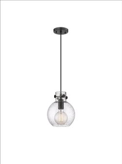 Newton Sphere 8" Wide Stem Hung Matte Black Pendant With Seedy Shade