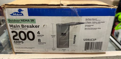 Midwest — Electric Products 200 Amp 4-Space 4-Circuit Main Breaker Load Center - (U281C1P)