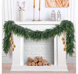 Artificial Cedar Garland 9 ft with Gold Bells