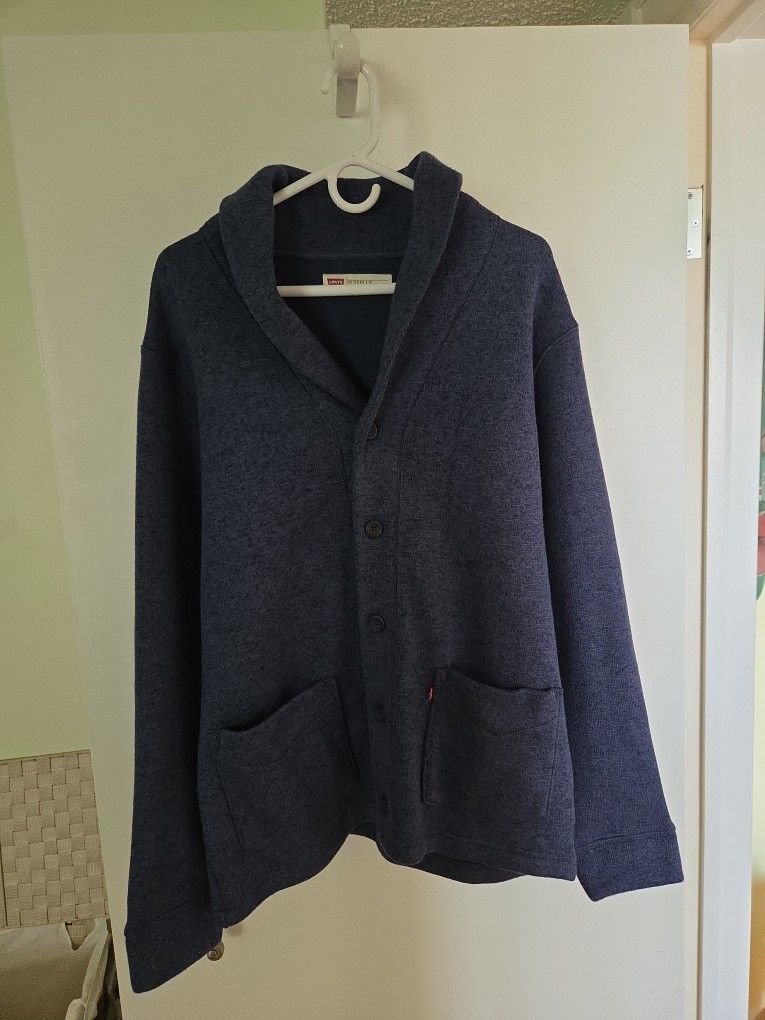 Levi's Rand Shawl-Collar Fleece Mens Blue Cardigan