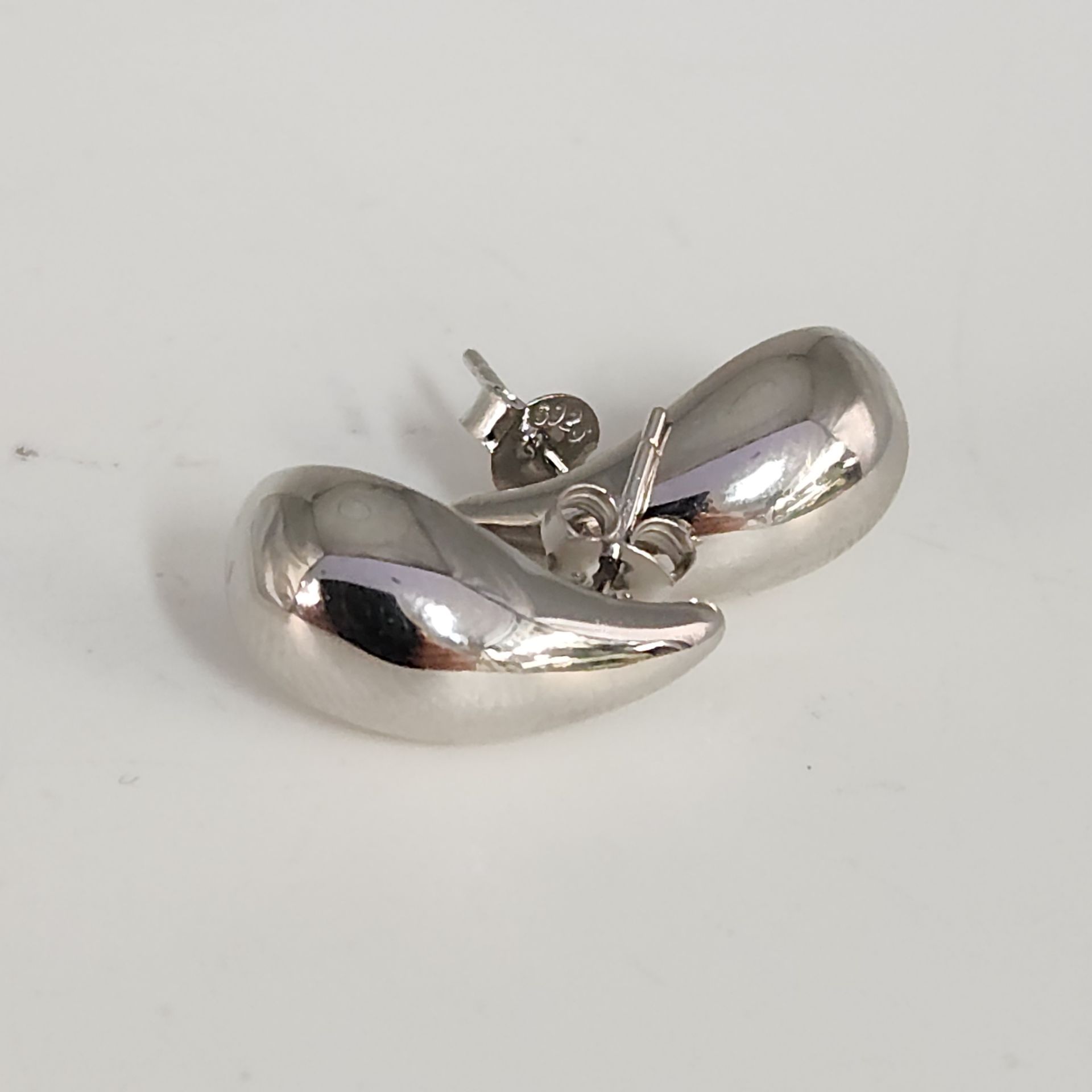 925 Sterling Silver Teardrop Stud Earrings Bold Polished