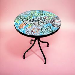 Mosaic Black Iron Outdoor or Indoor Accent Table 