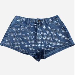 Denim shorts with rhinestones