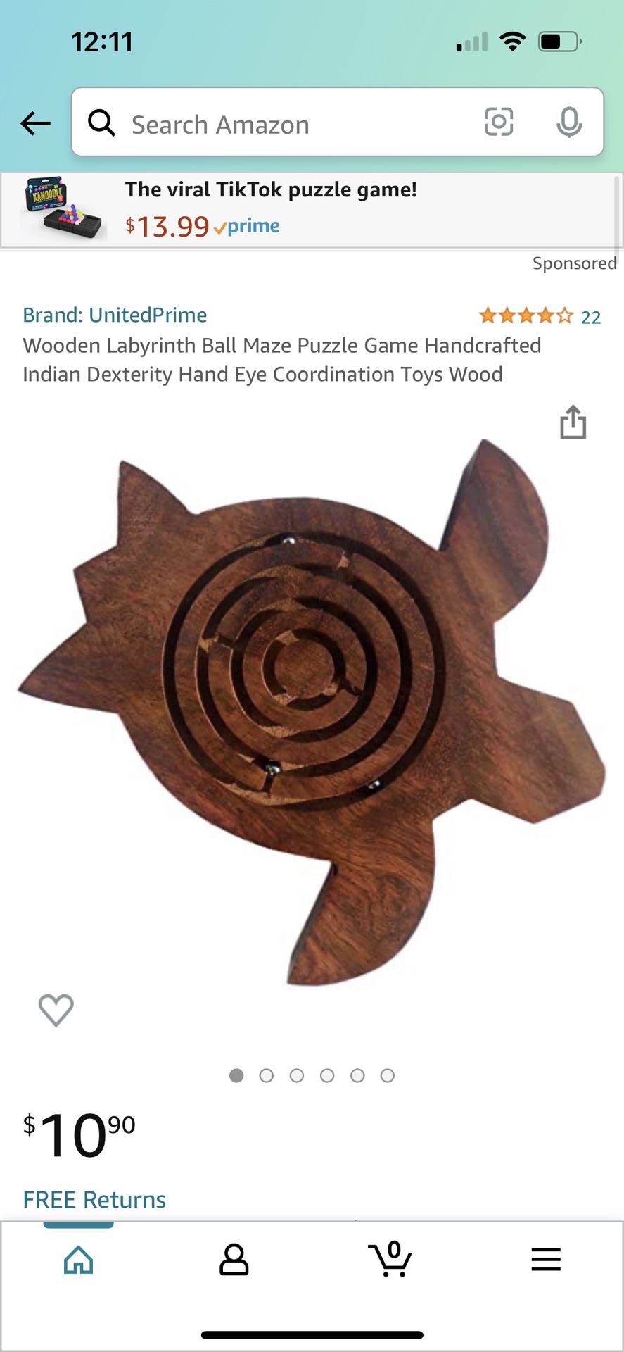 Wooden Labyrinth Ball Maze Puzzle Game Handcrafted Indian Dexterity Hand Eye Coordination Toys Wood