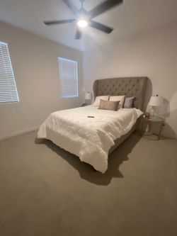 Queen Tufted Wingback Upholstered Bed Frame + optional mattress