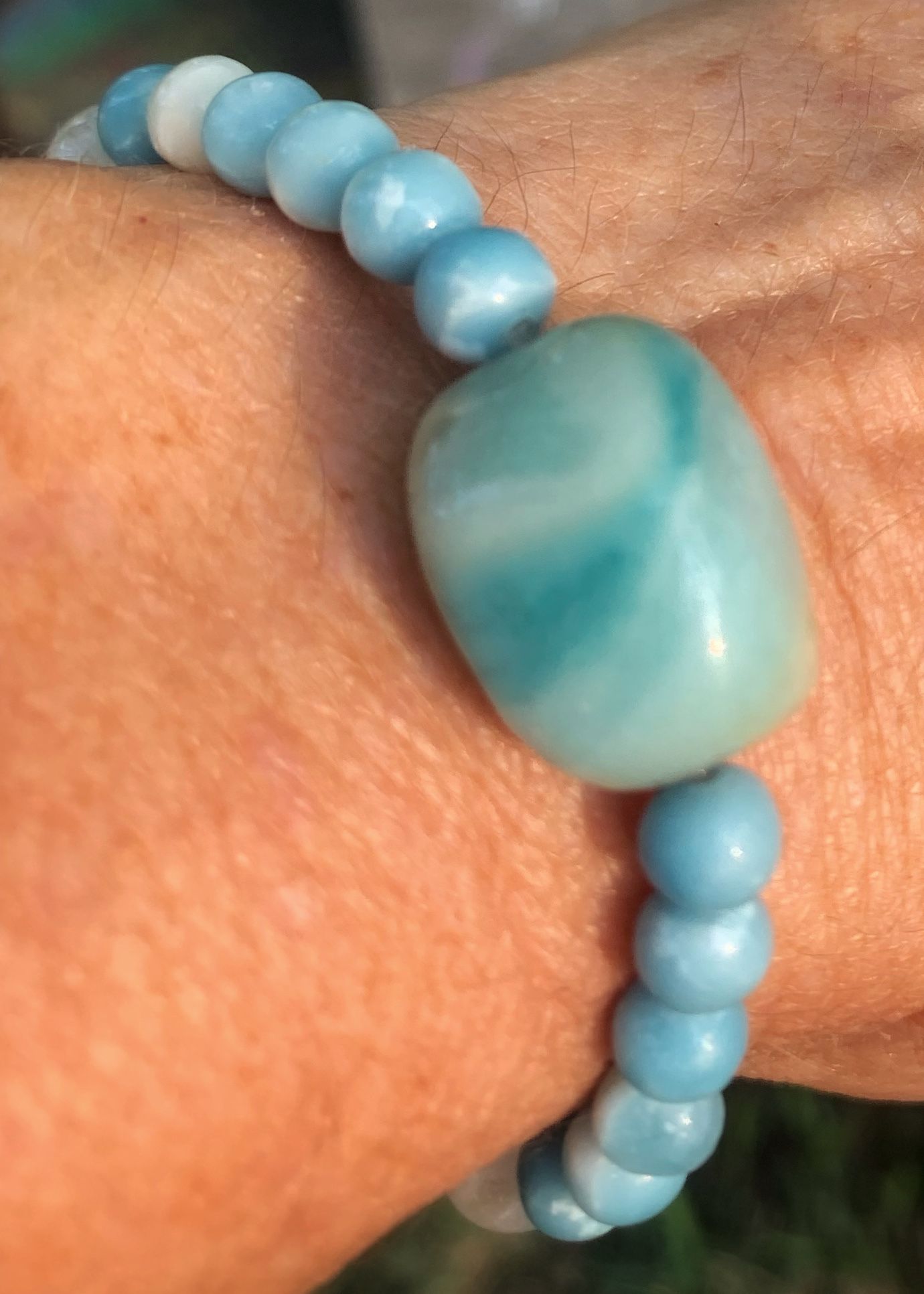 Amazonite, Larimar, And Moonstone Bracelet