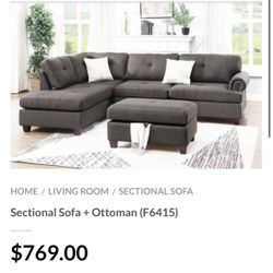 Gray Sectional Sofa With Ottoman 