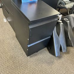 Black Freestanding Cabinet 2 Drawer Mobile Filling Cabinet with Lock and Wheels 75