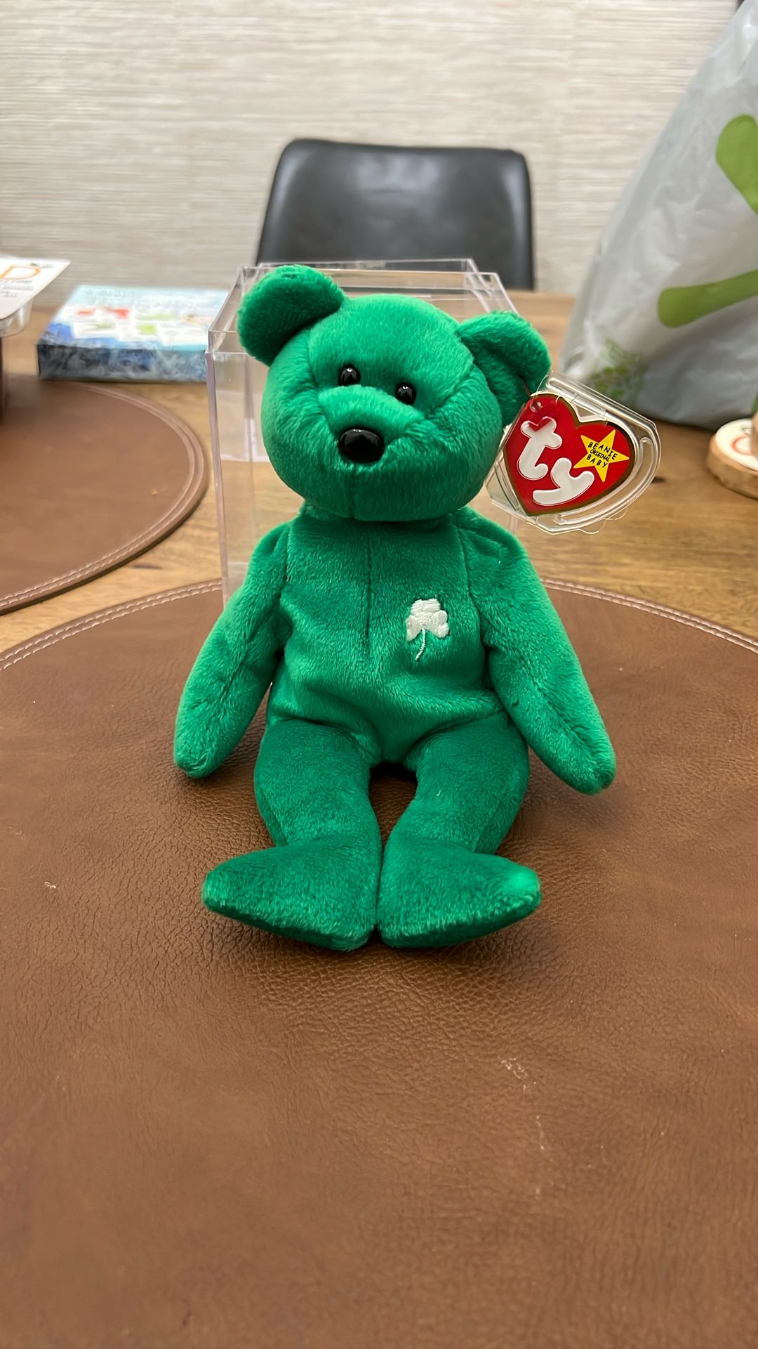 *Very Rare* Retired Erin Beanie Baby 1997 All TAG Errors Green White Shamrock A