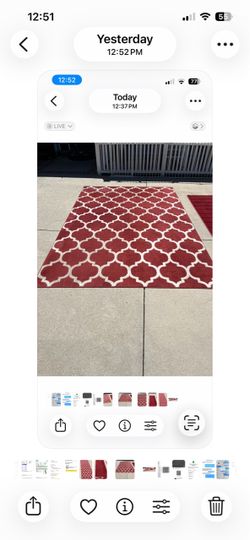 Red and White Trellis Area Rug
