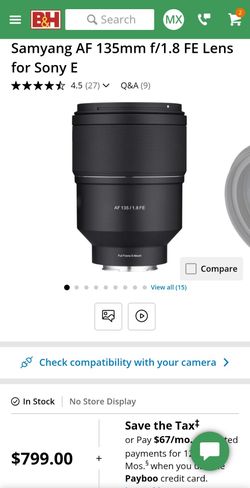 Samyang AF 135mm f1.8 for sony E full frame