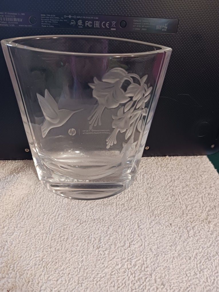 Etched Crystal Vase