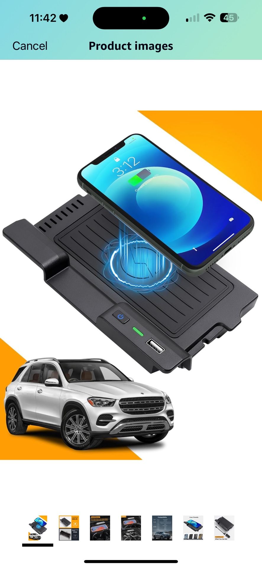 CarQiWireless for Mercedes Benz GLE GLS Wireless Charger Accessories 2020 2021 2022, Wireless Charging Pad Center Console Organizer for Mercedes Benz 