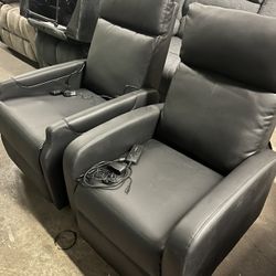2 New Black Recliners With Massage &Heat $200 each