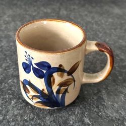 Vintage Floral Stoneware Handmade Painted Coffee Tea Mug