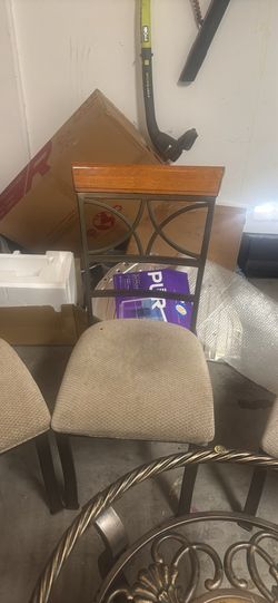 Metal and wood chairs