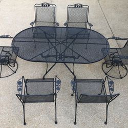 Woodard Briarwood Wrought Iron 6 Seat Outdoor Patio Furniture Dining Set-6ft Table