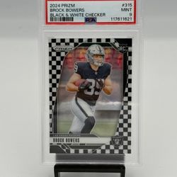 2024 Panini prism 315 Brock Bowers black-and-white checkerboard PSA 9