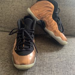 Nike Little Posite One Copper Black Metallic Shoes Size 7Y