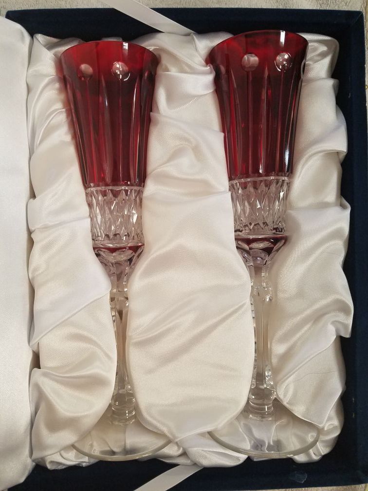 Brand new Faberge Ruby Red Wine Glasses