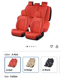 Luxury PU Leather Auto Car Seat Covers 5 Seats Full Set Universal Fit (Red)