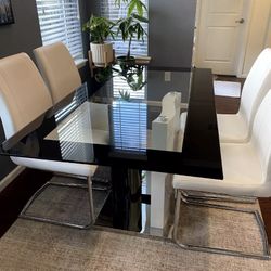 Kingsdown Glass Top Metal Base Dining Table
