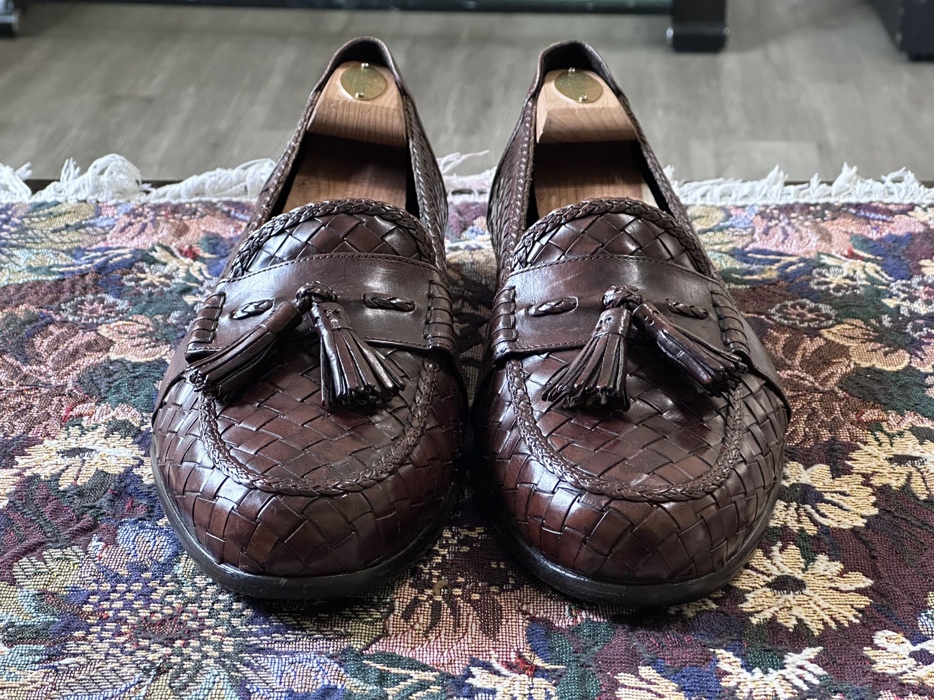 Cole Haan Bragano Tassels Woven Brown Leather Men