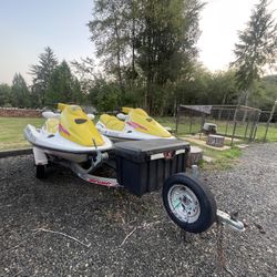 1996 Bombardier Sea Doo Pair W. Trailer