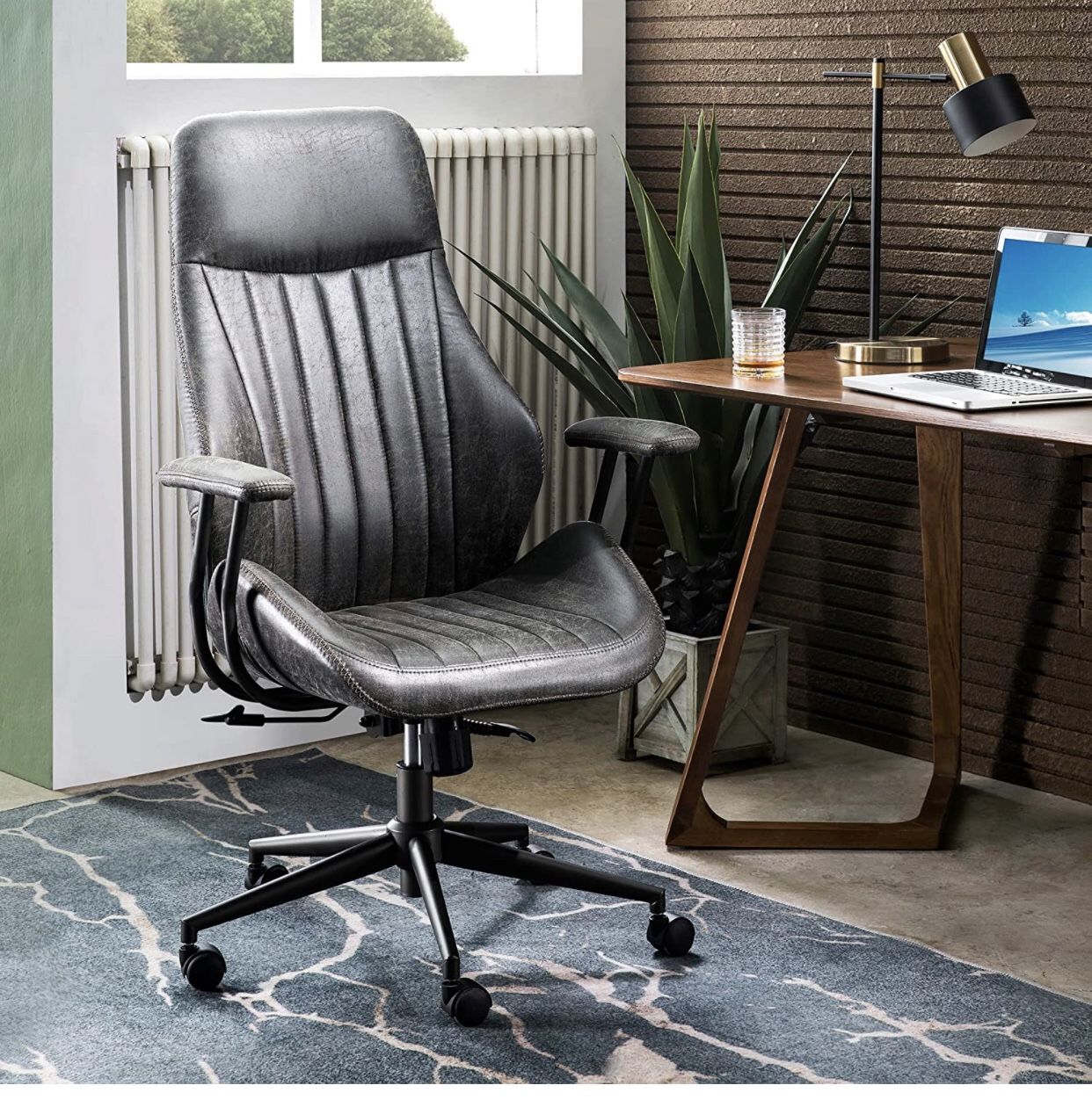 ovios Ergonomic Office Chair Home Office Desk Chair Modern Computer Chair High Back Lumbar Support (Dark Grey