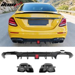 Fits 2017-2023 Benz E-Class E300 E400 Brabus Gloss Black Rear Diffuser Exhaust Tip