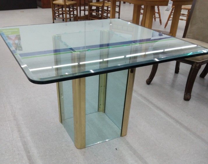 Pace Collection by Leon Rosen Vinatge Brass and Glass Mid- Century Dining Table