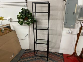Black Narrow Metal & Glass Etagere Shelf