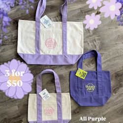 Trader Joe’s Tote Purple Collection: Large Tote + Mini—Lilac Lavender Violet