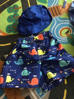 18 month swim shorts and hat