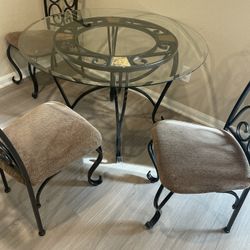 4 Piece Glass Dining Table Set 