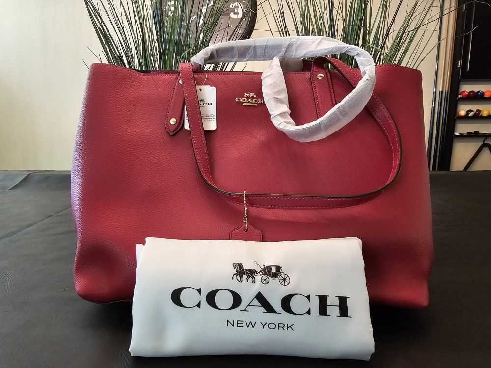 Brand New Coach Light Cherry Red Tote Bag
