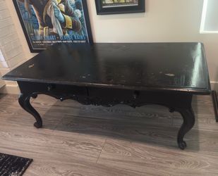 Vintage Wood Gothic Black Coffee Table