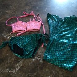 Girls Size 6-7 Mermaid Bikini 