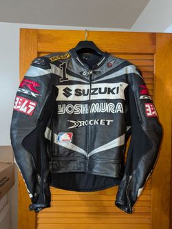 Size 42 Mat Mladin Genuine Leather Rocket Racing GSX Motorcycle Jacket