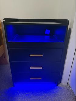 Modern Smart Nightstand with LED Lights and Wireless Charging